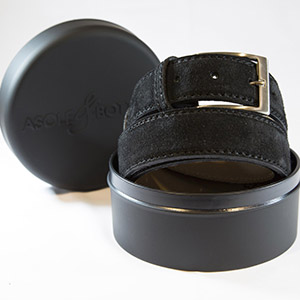 Belt Marcapunto Suede Black <br />Genuine Leather